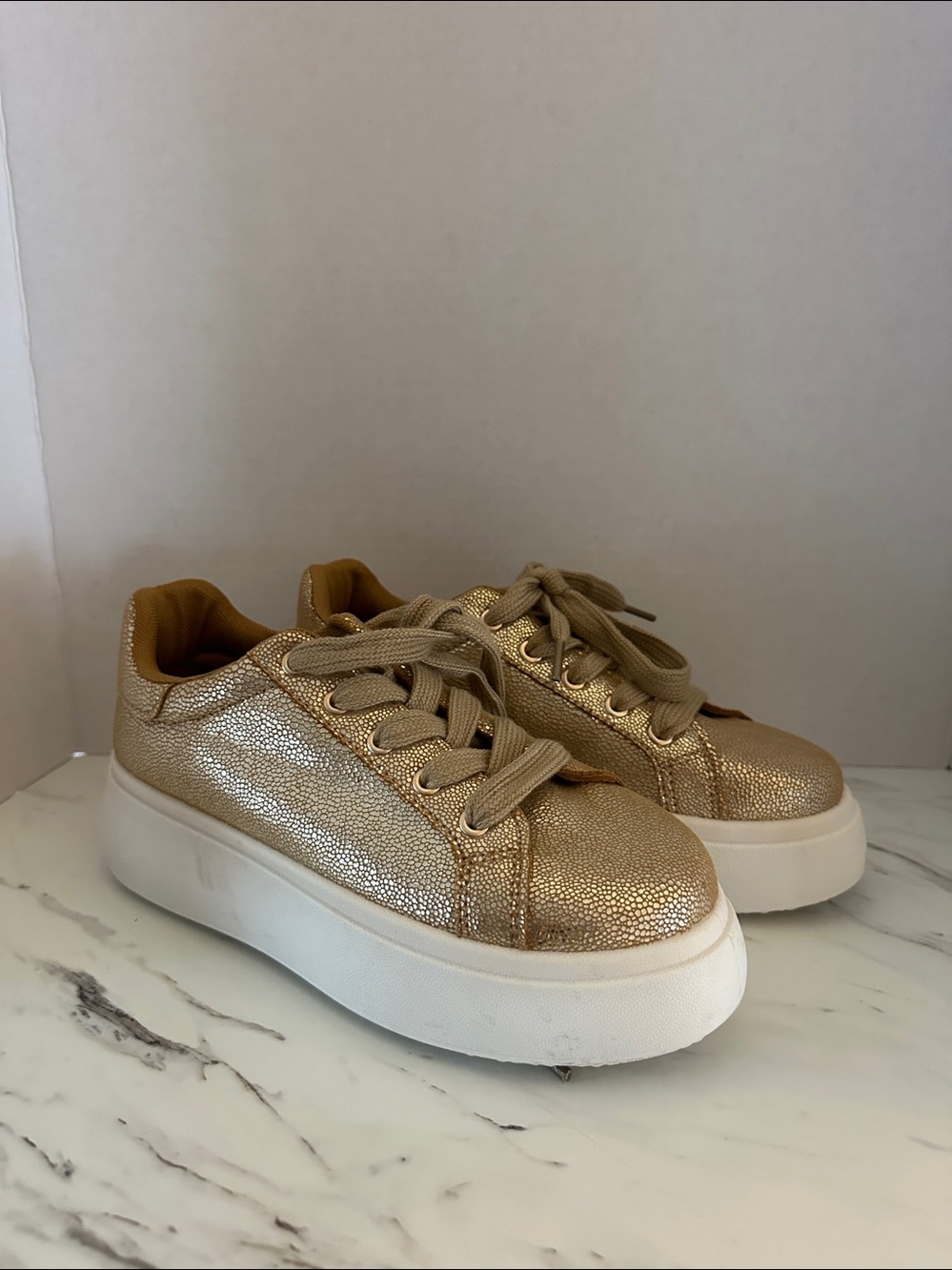 Dirty Laundry Metallic Gold Platform Sneakers